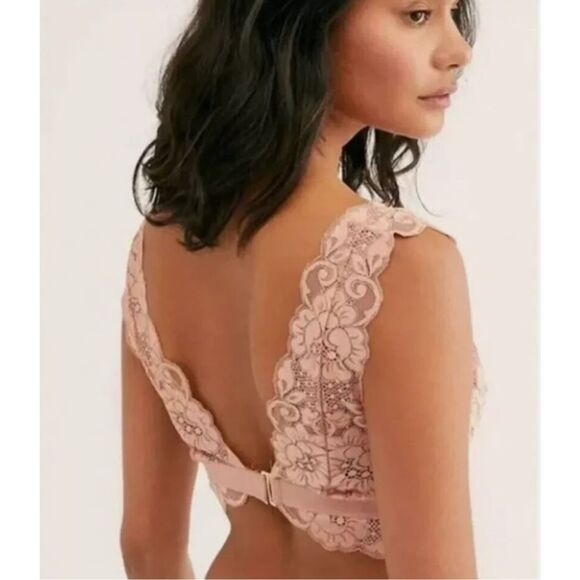 Free People HAH! NWT size XS pink lace bralette Got Ur Back - Picture 2 of 11